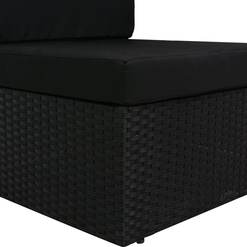 Tweezitsbank sectioneel poly rattan zwart