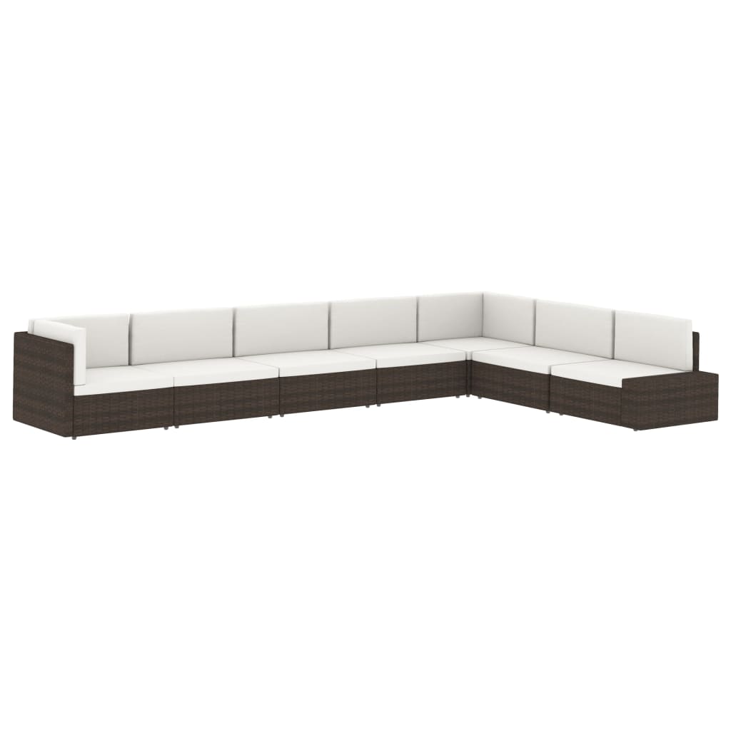 Driezitsbank sectioneel poly rattan zwart