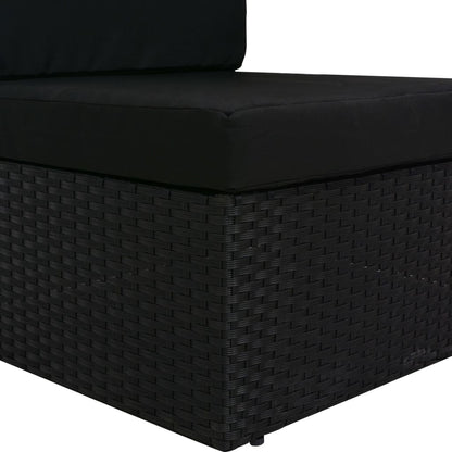 Driezitsbank sectioneel poly rattan zwart