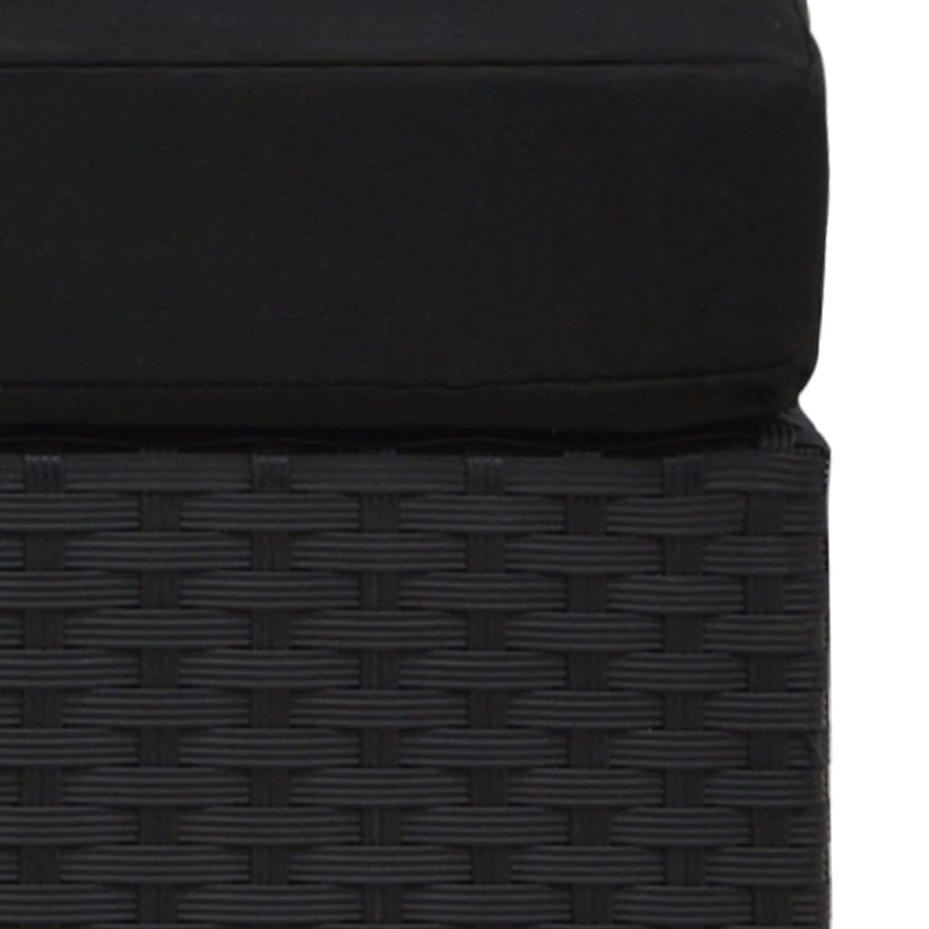 Driezitsbank sectioneel poly rattan zwart