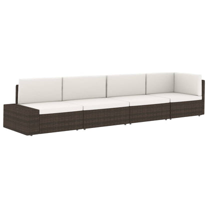 Driezitsbank sectioneel poly rattan zwart