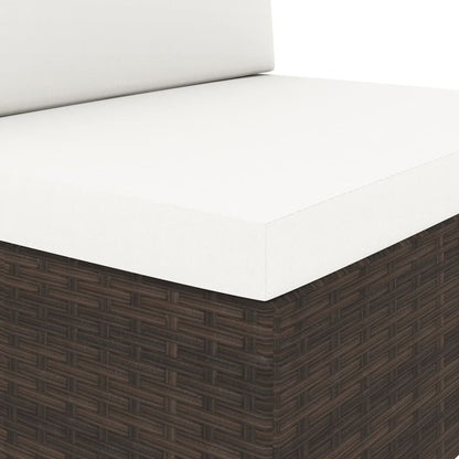 Driezitsbank sectioneel poly rattan bruin