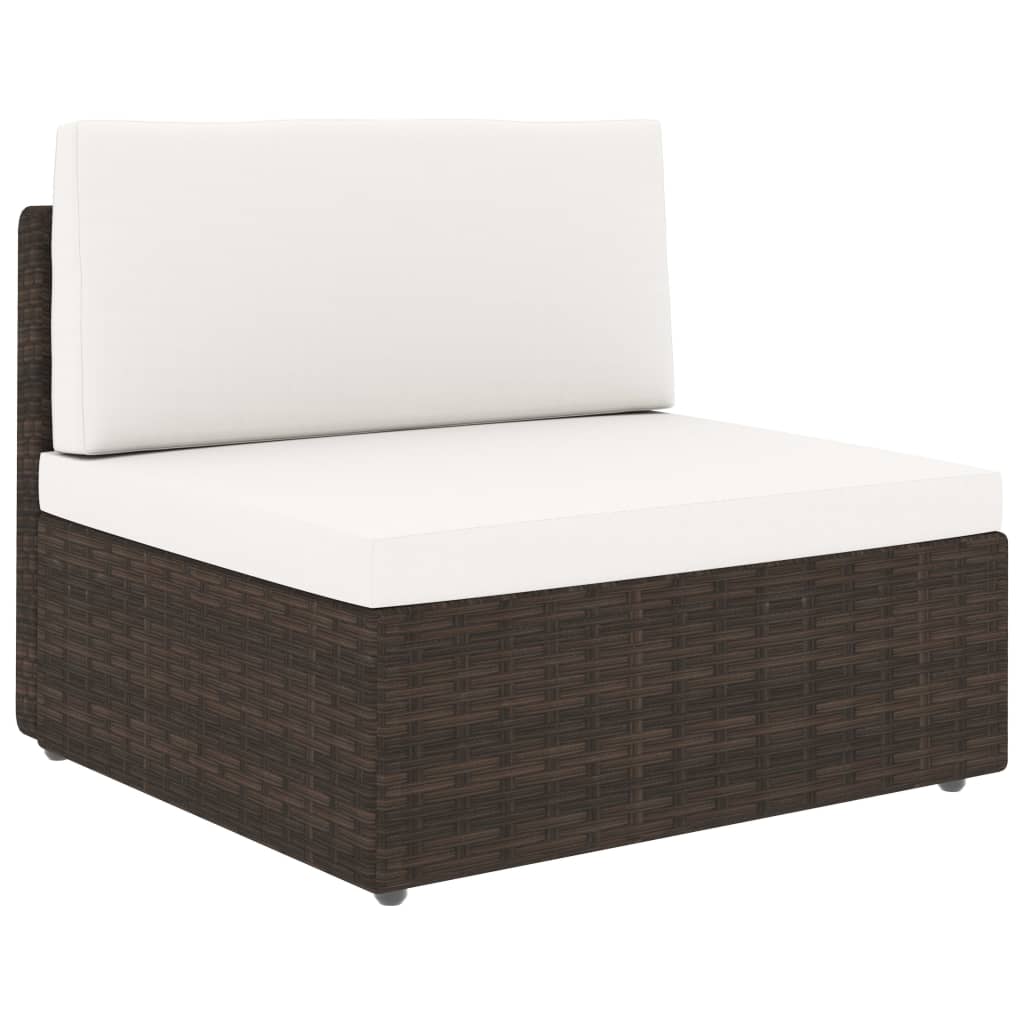 Driezitsbank sectioneel poly rattan bruin
