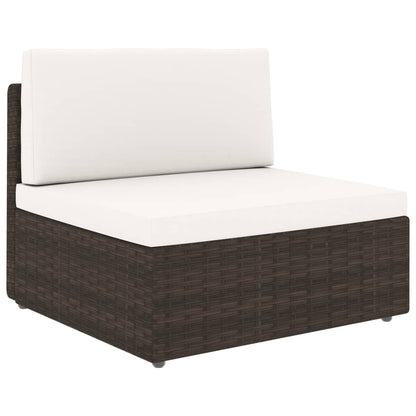 Driezitsbank sectioneel poly rattan bruin