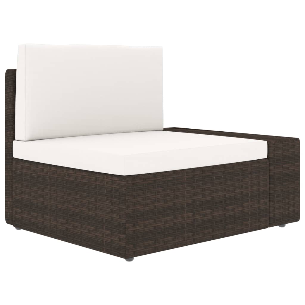 Driezitsbank sectioneel poly rattan bruin