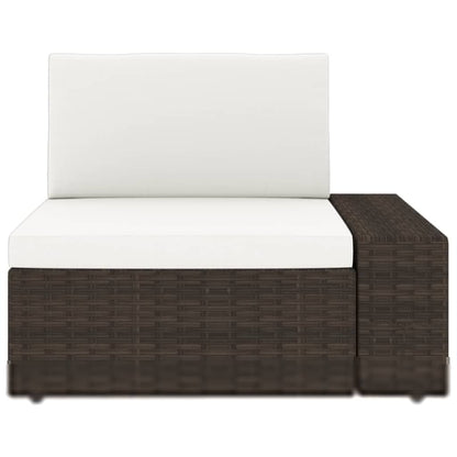 Driezitsbank sectioneel poly rattan bruin