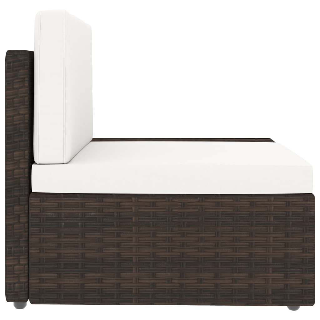 Driezitsbank sectioneel poly rattan bruin