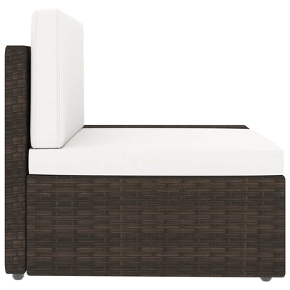 Driezitsbank sectioneel poly rattan bruin