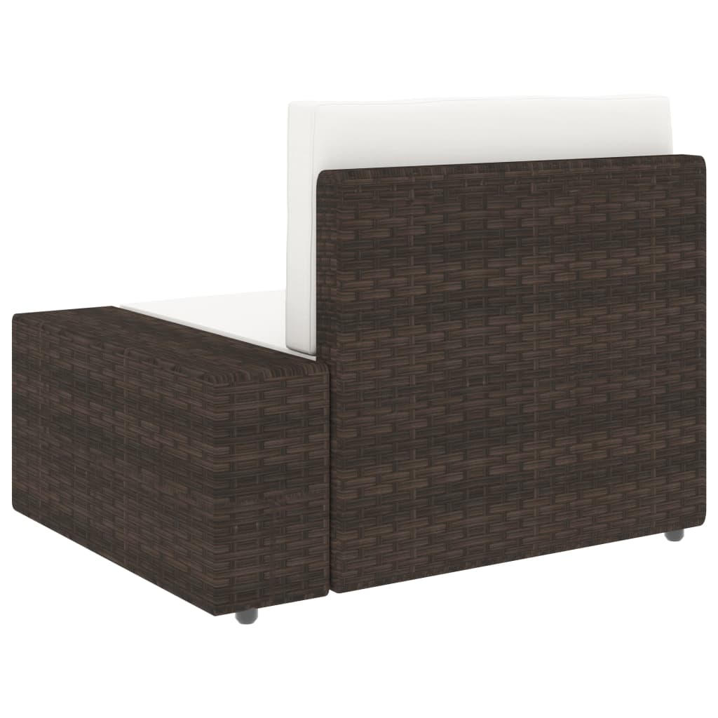 Driezitsbank sectioneel poly rattan bruin