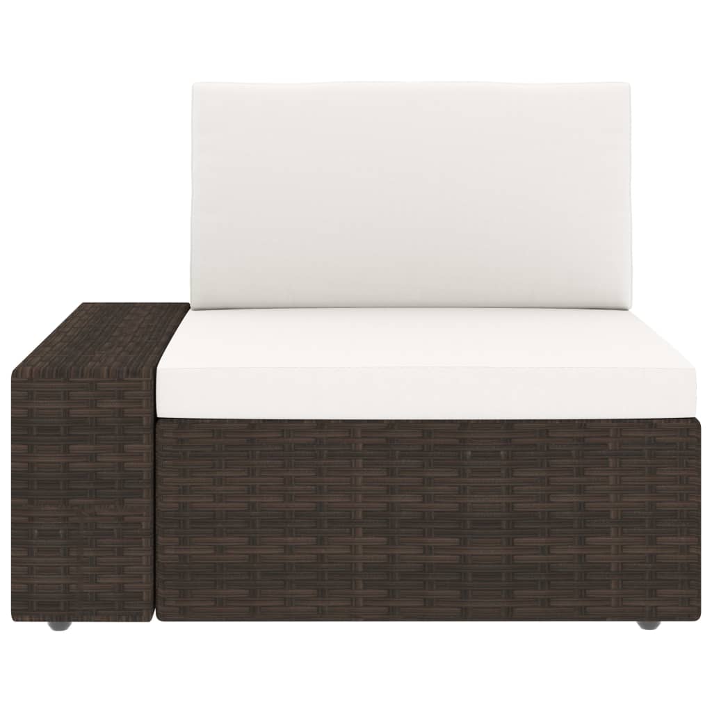 Driezitsbank sectioneel poly rattan bruin