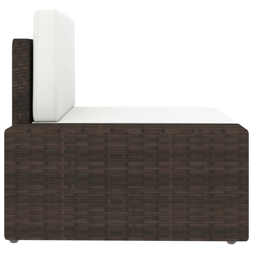 Driezitsbank sectioneel poly rattan bruin