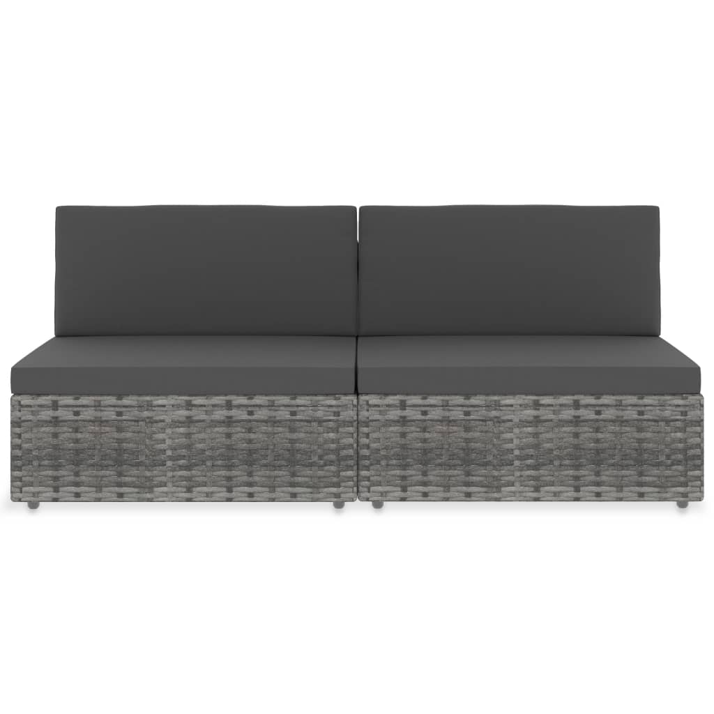 Tweezitsbank sectioneel poly rattan grijs