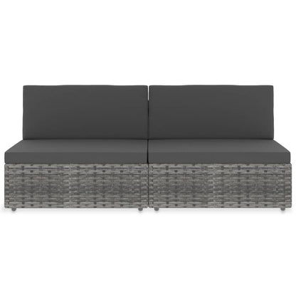 Tweezitsbank sectioneel poly rattan grijs