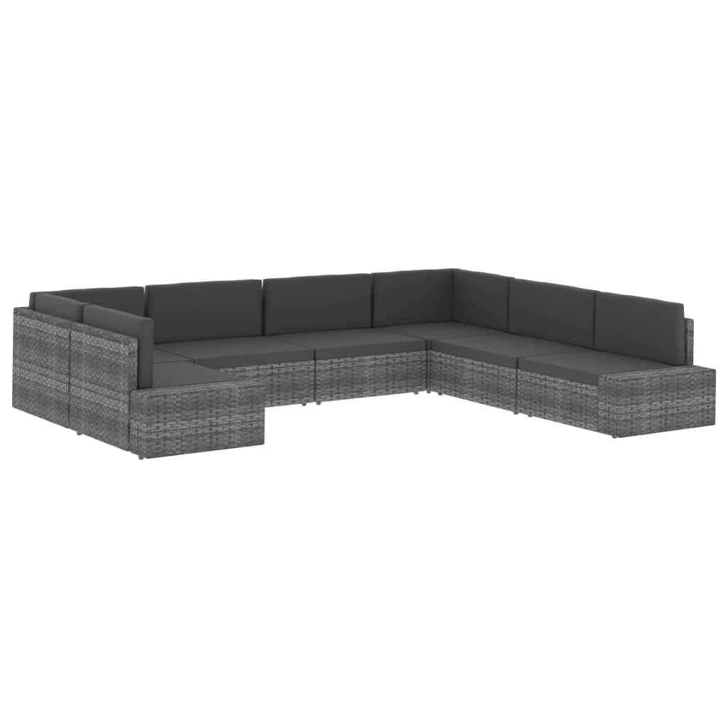 Tweezitsbank sectioneel poly rattan grijs