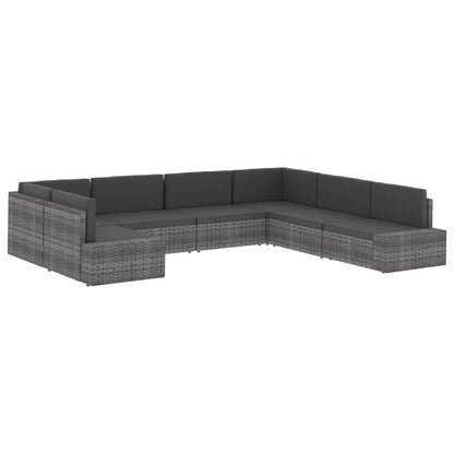 Tweezitsbank sectioneel poly rattan grijs