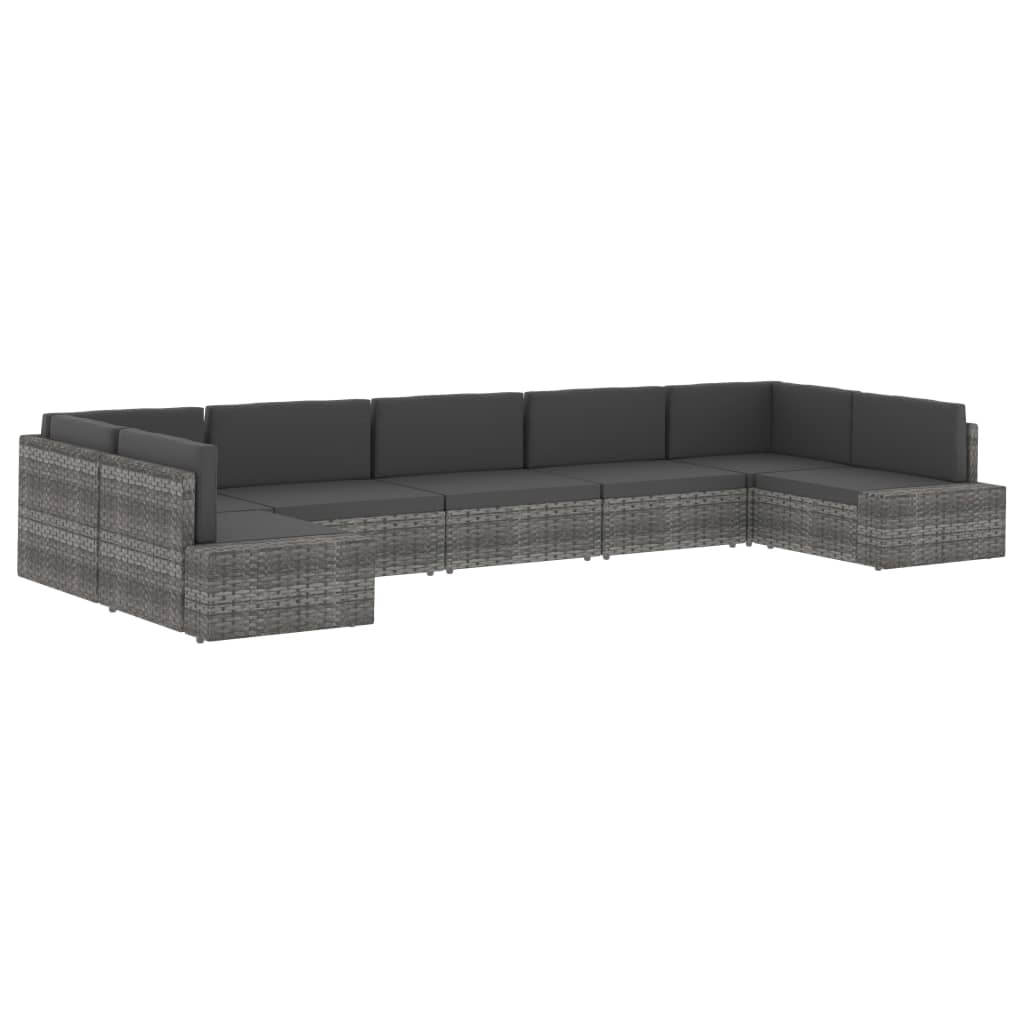 Tweezitsbank sectioneel poly rattan grijs
