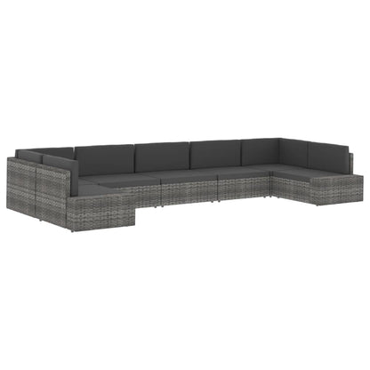 Tweezitsbank sectioneel poly rattan grijs