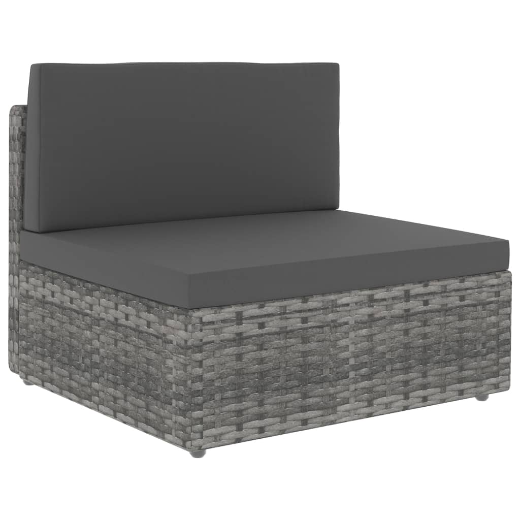 Tweezitsbank sectioneel poly rattan grijs