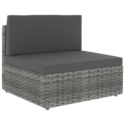 Tweezitsbank sectioneel poly rattan grijs