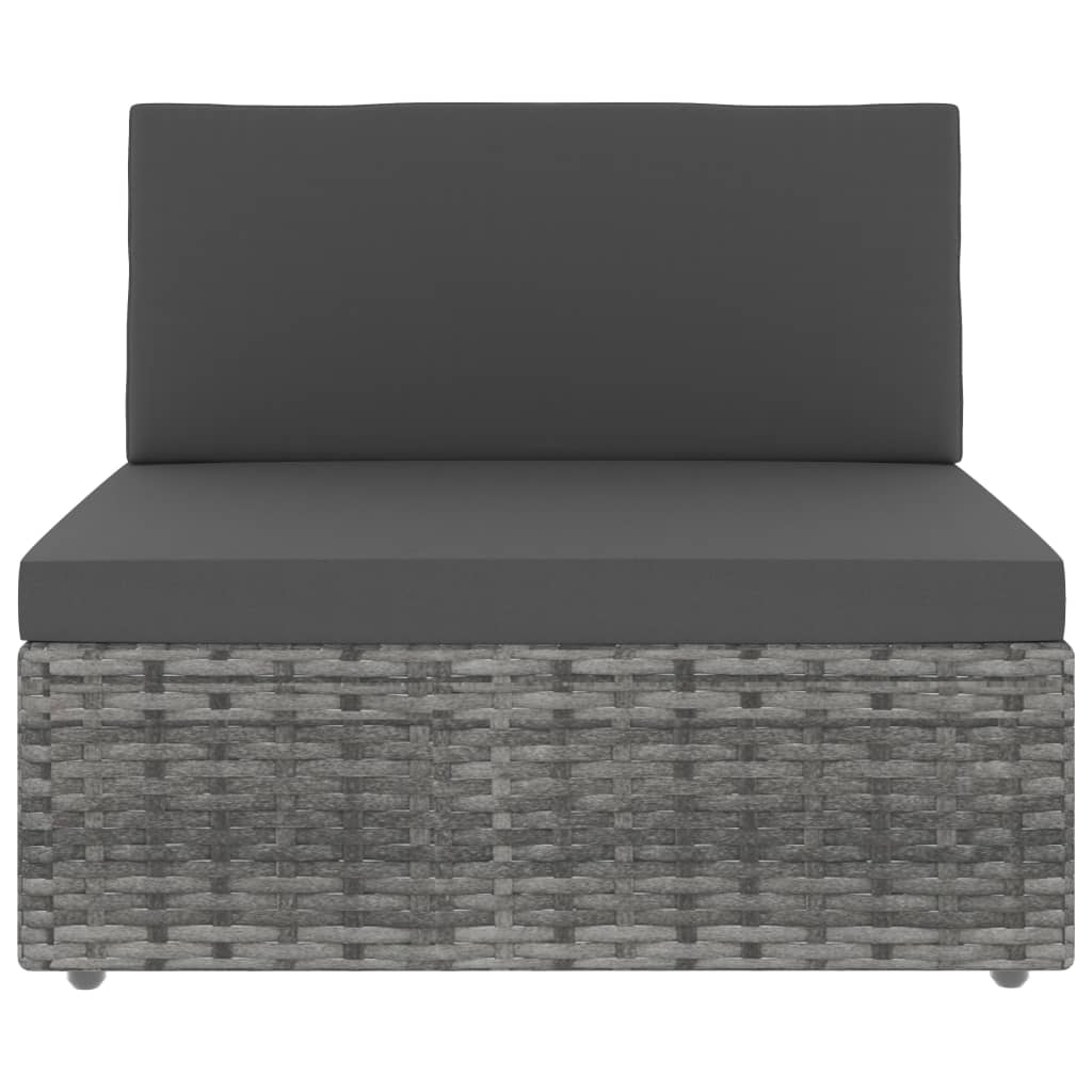 Tweezitsbank sectioneel poly rattan grijs
