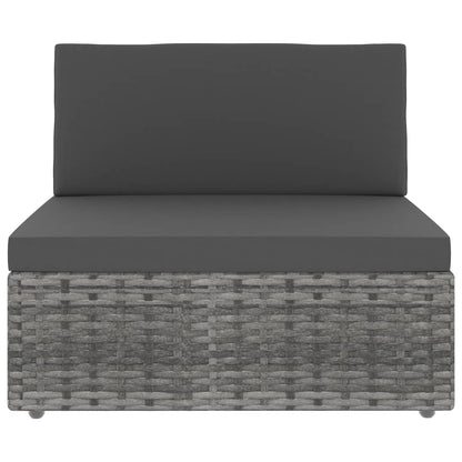 Tweezitsbank sectioneel poly rattan grijs