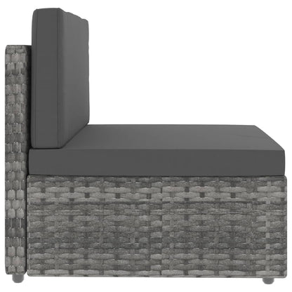 Tweezitsbank sectioneel poly rattan grijs