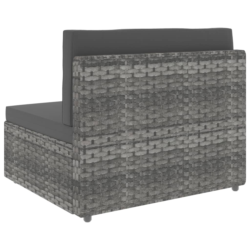 Tweezitsbank sectioneel poly rattan grijs