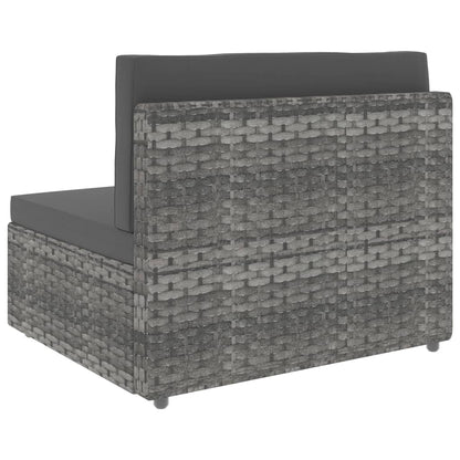 Tweezitsbank sectioneel poly rattan grijs