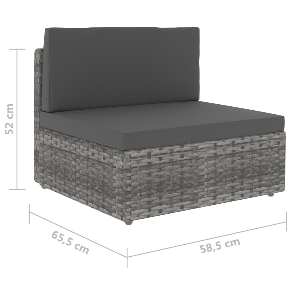 Tweezitsbank sectioneel poly rattan grijs