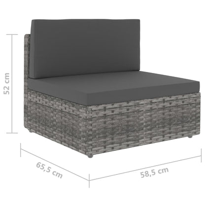 Tweezitsbank sectioneel poly rattan grijs