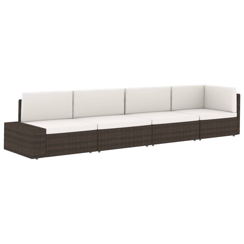 Tweezitsbank sectioneel poly rattan grijs