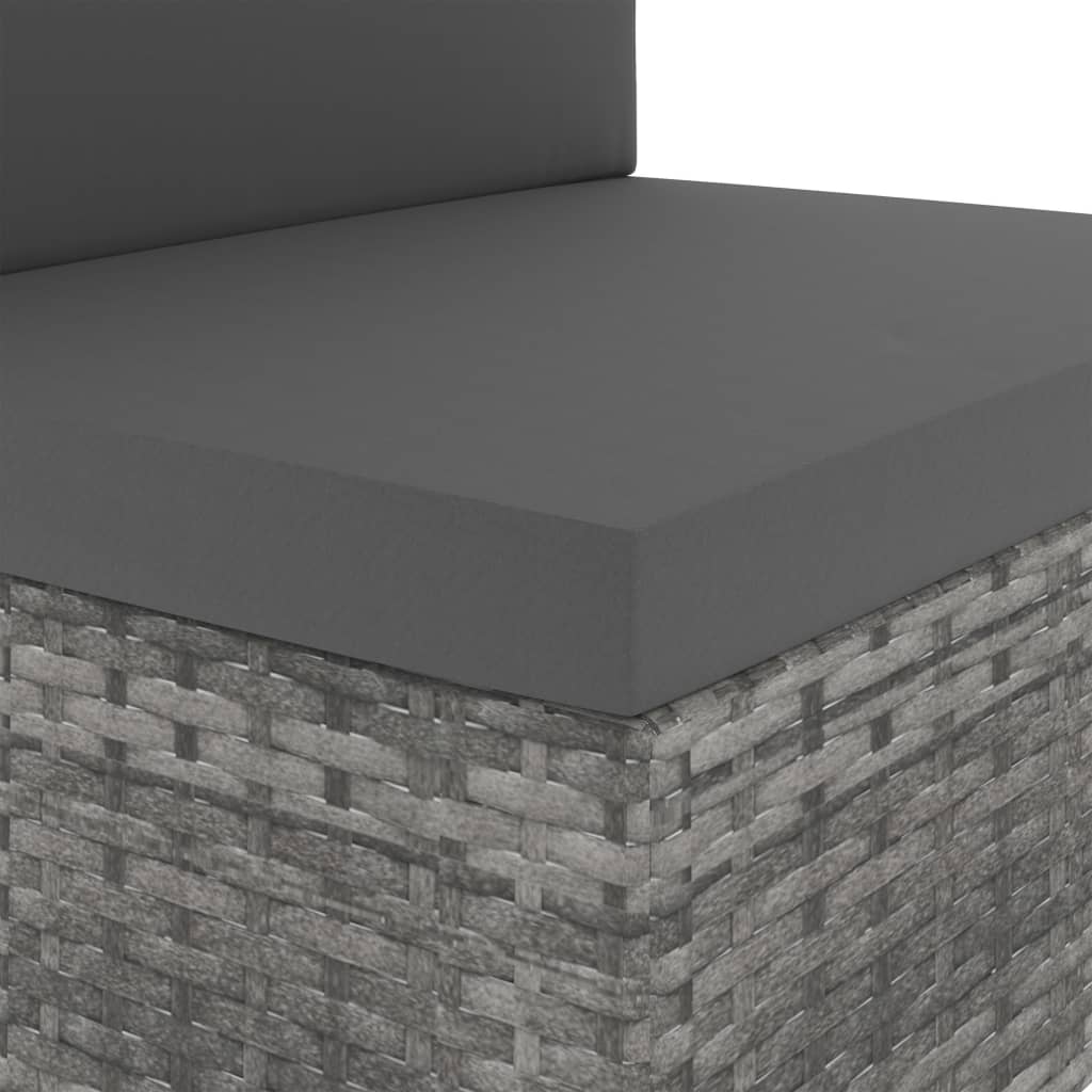 Tweezitsbank sectioneel poly rattan grijs