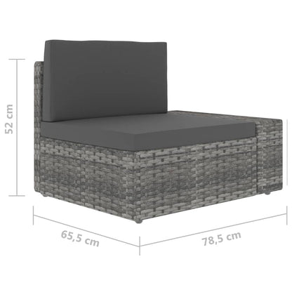 Tweezitsbank sectioneel poly rattan grijs