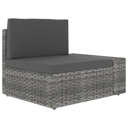 Tweezitsbank sectioneel poly rattan grijs