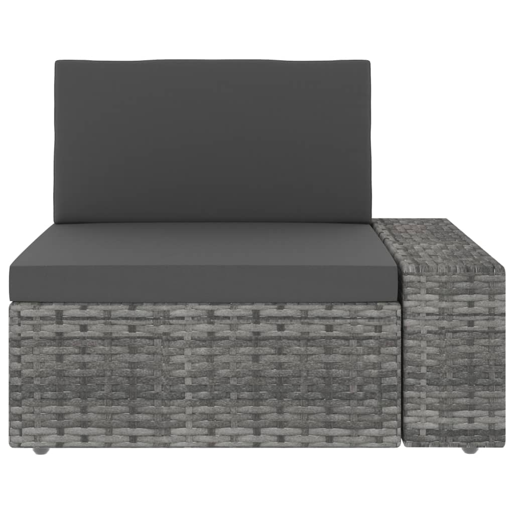 Tweezitsbank sectioneel poly rattan grijs