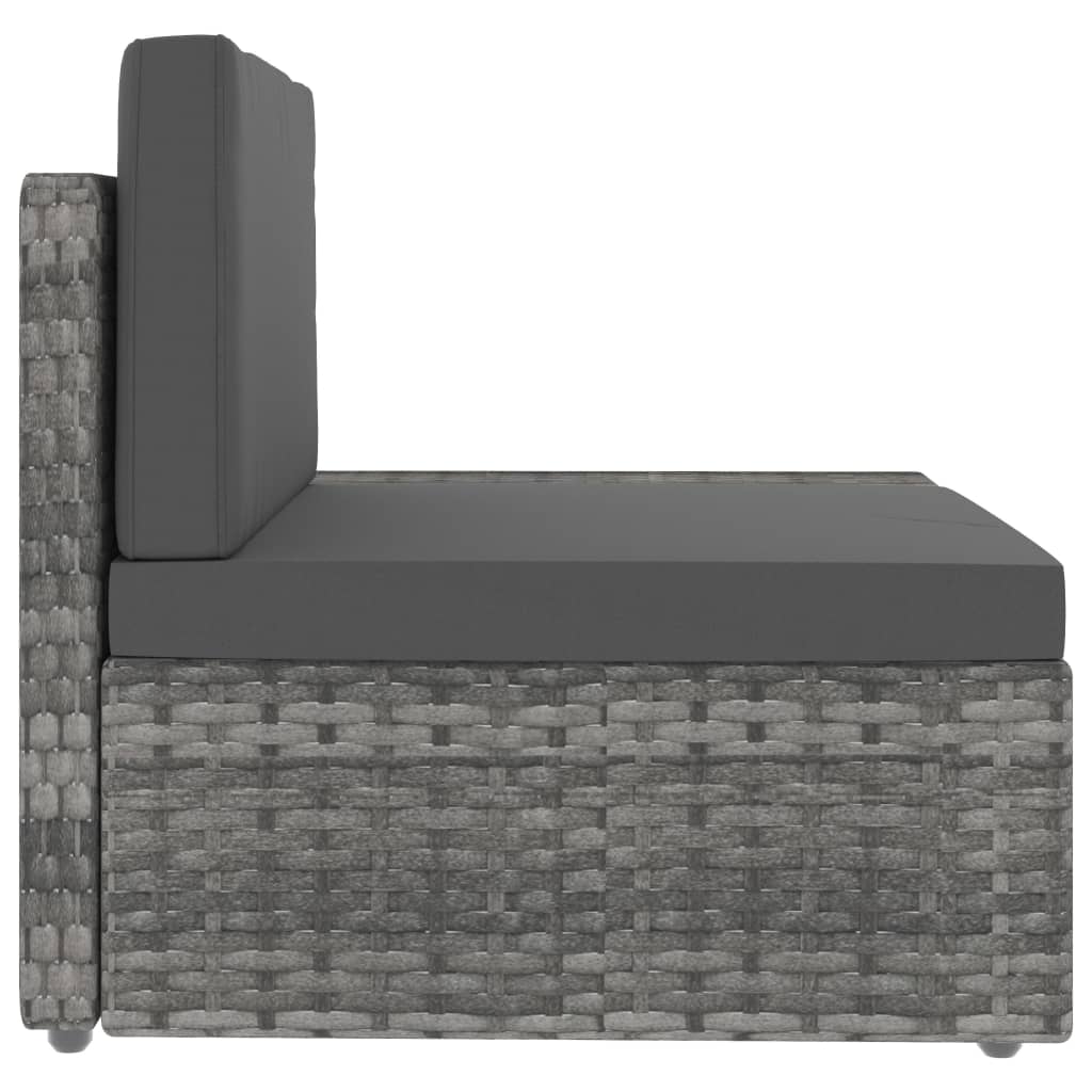 Tweezitsbank sectioneel poly rattan grijs