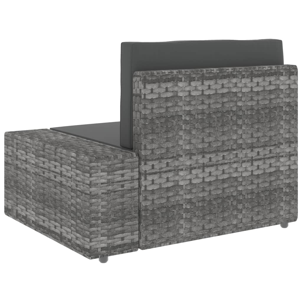 Tweezitsbank sectioneel poly rattan grijs