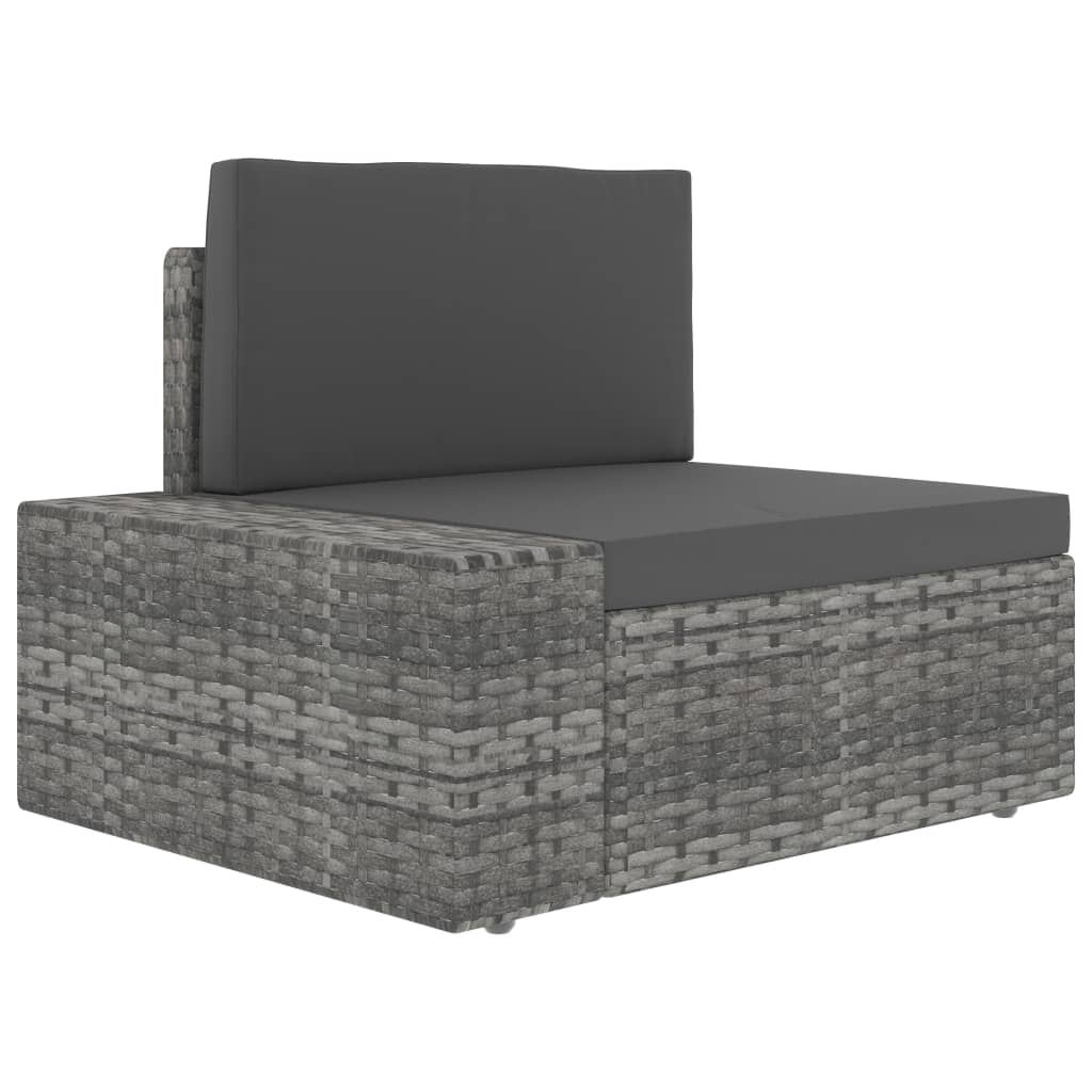 Tweezitsbank sectioneel poly rattan grijs