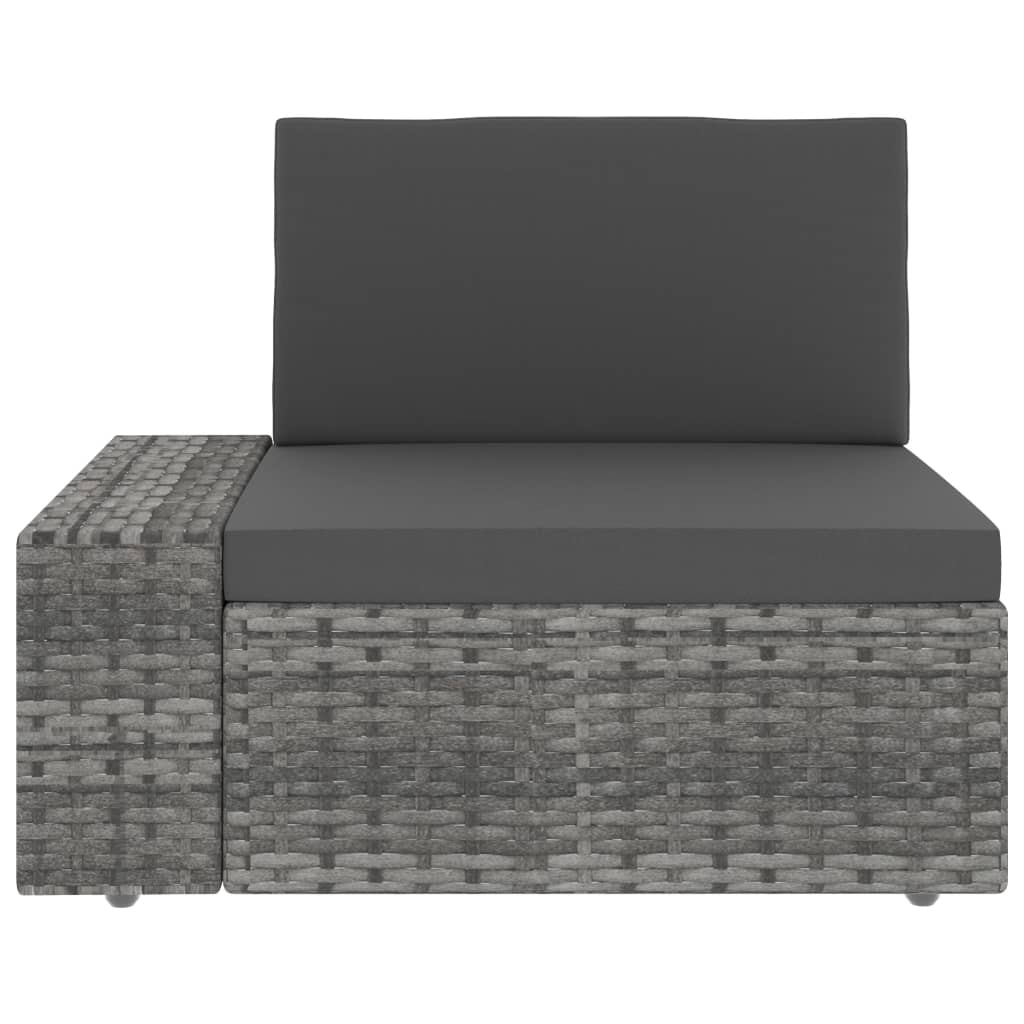 Tweezitsbank sectioneel poly rattan grijs