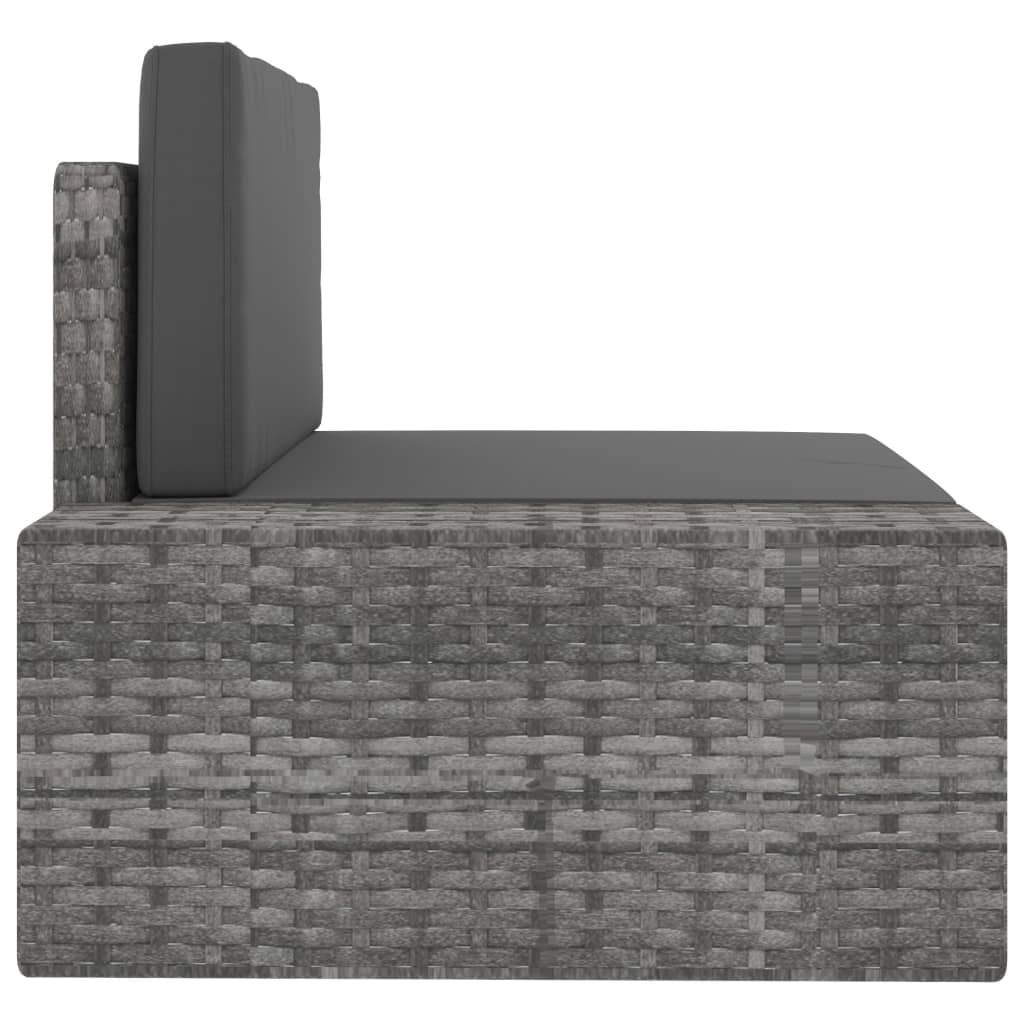 Tweezitsbank sectioneel poly rattan grijs