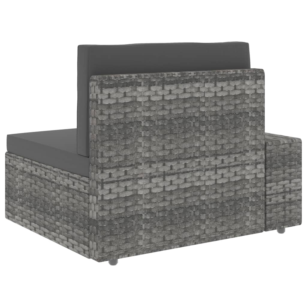 Tweezitsbank sectioneel poly rattan grijs