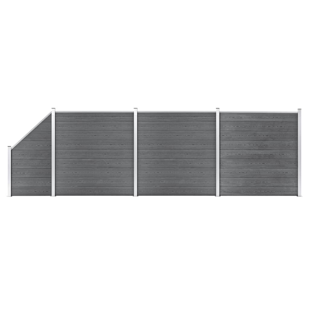 Schuttingset 3 vierkant en 1 schuin 619x186 cm HKC grijs