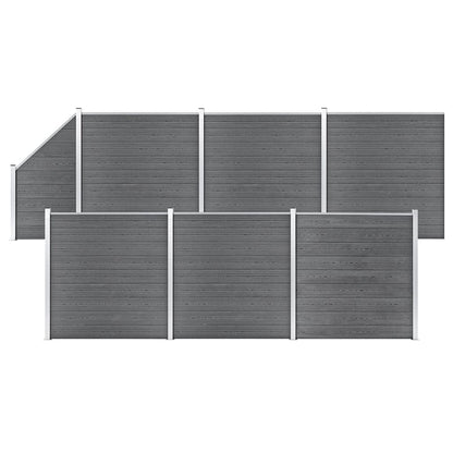 Schuttingset 6 vierkant en 1 schuin 1138x186 cm HKC grijs