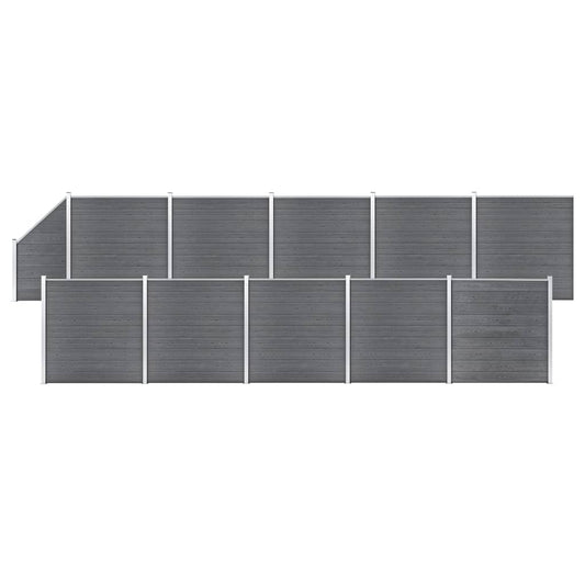 Schuttingset 10 vierkant en 1 schuin 1830x186 cm HKC grijs