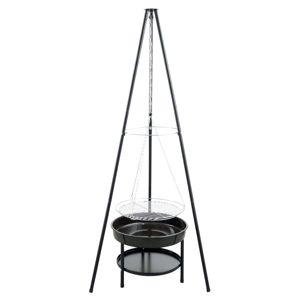 Tuinbarbecue met driepoot en vuurschaal 50 cm zwart
