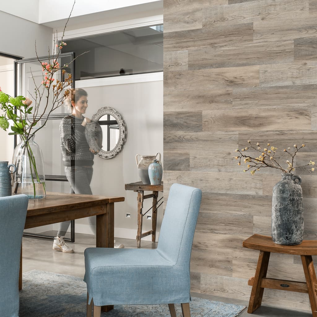 Wallart Planken Hout-Look Schuurhout Eiken Whitewash 15 Waswit