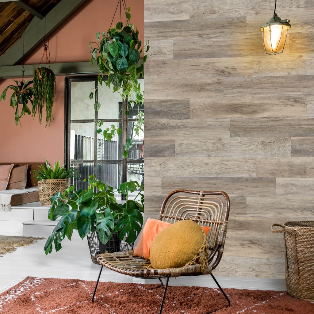 Wallart Planken Hout-Look Schuurhout Eiken Whitewash 15 Waswit