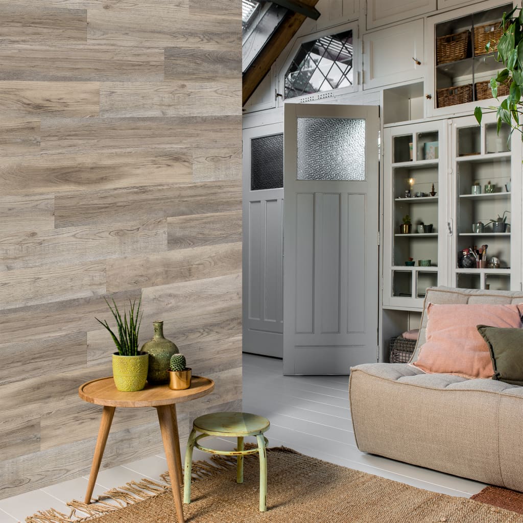 Wallart Planken Hout-Look Schuurhout Eiken Whitewash 15 Waswit