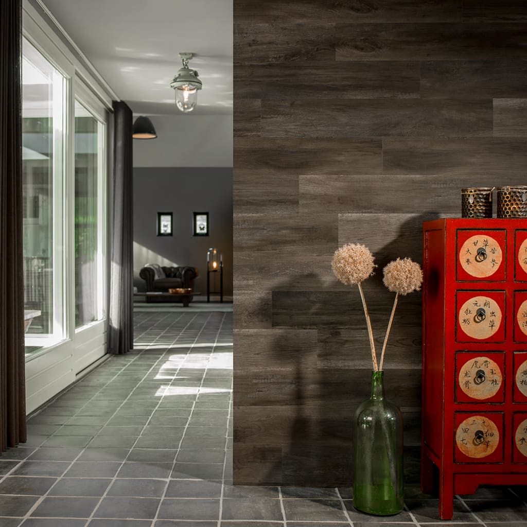 Wallart Planken Hout-Look Schuurhout Eiken 15 Houtskoolzwart