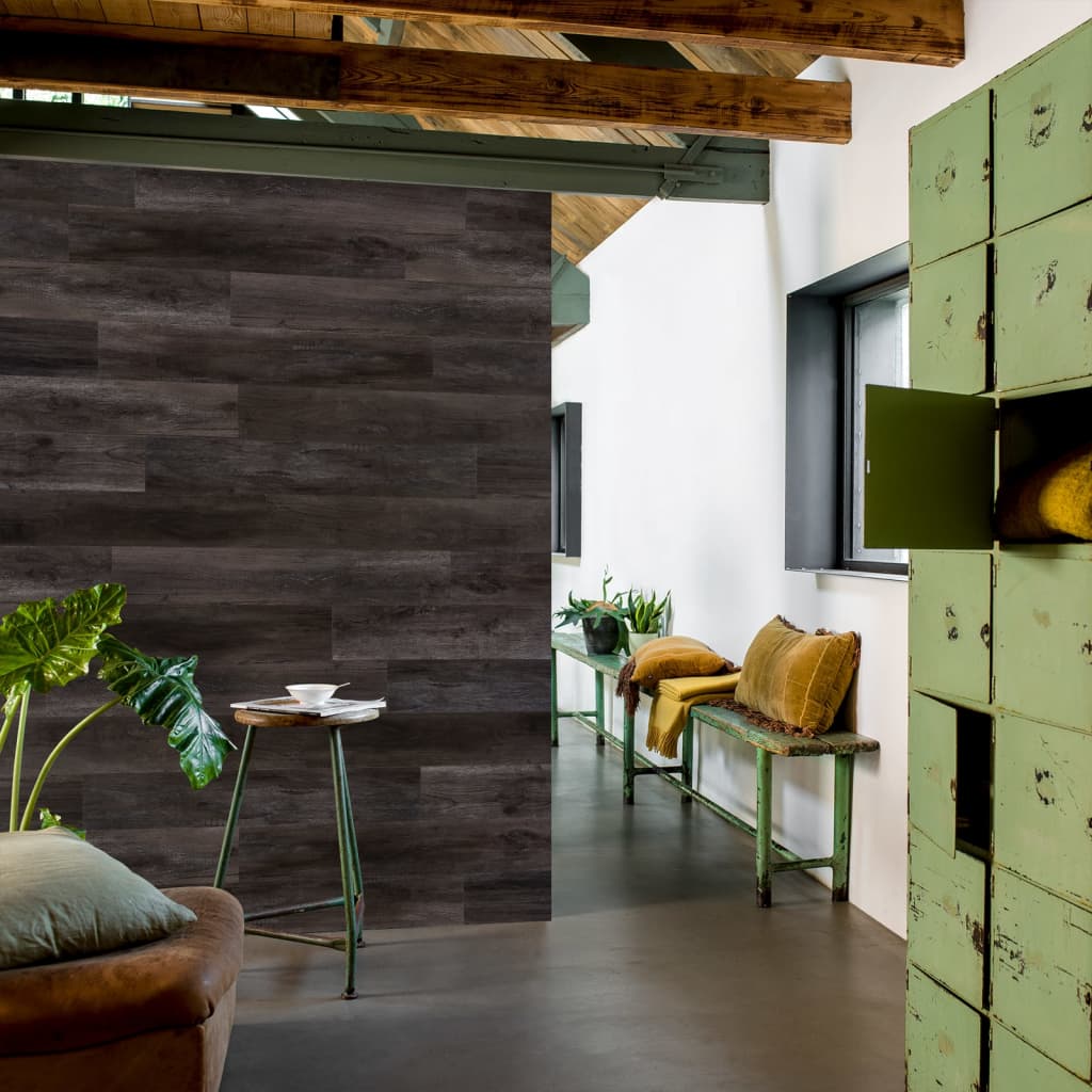 Wallart Planken Hout-Look Schuurhout Eiken 15 Houtskoolzwart